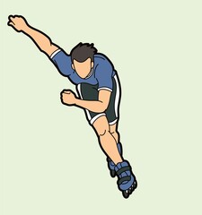 Roller blade Roller Skate Player Extreme Sport Cartoon Graphic Vector