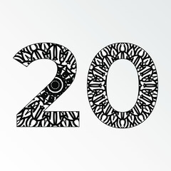 Number with Mandala. decorative ornament in ethnic oriental style. coloring book page