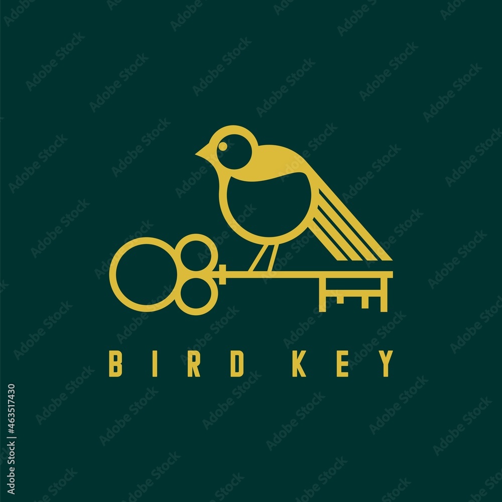 Aufkleber simple and unique bird are above key in line image graphic icon logo design abstract concept vector 