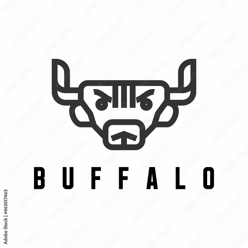 Poster simple and unique buffalo head in line out image graphic icon logo design abstract concept vector st