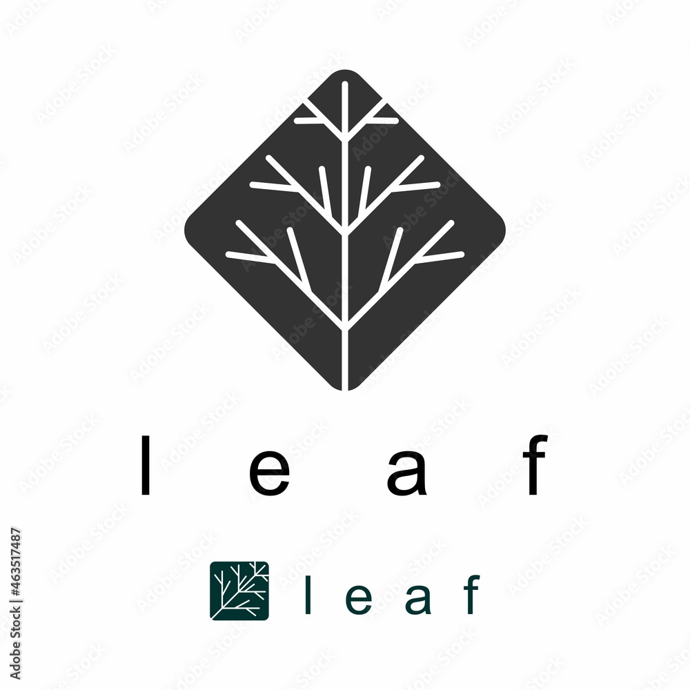 Poster simple and unique leaf or leaves in rectangular pattern image graphic icon logo design abstract conc