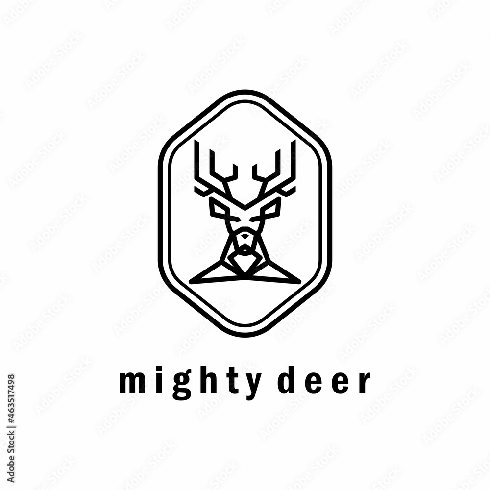 Poster simple and unique mighty deer head in line out image graphic icon logo design abstract concept vecto