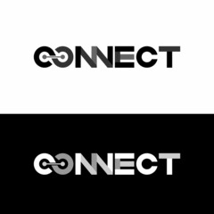 Simple and unique Letter or word CONNECT sans serif font in merging or connected image graphic icon logo design abstract concept vector stock. Can be used as a symbol related to wordmark or initial.