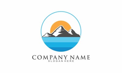Fototapeta premium Mountain and sea wave vector logo