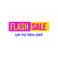 flash sale up to 70% off tag label style vector illustration design