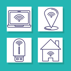 wireless signal four icons