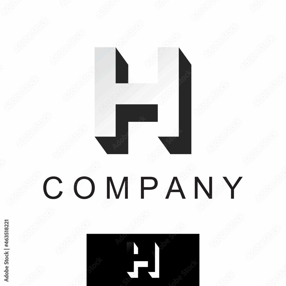 Poster simple and unique letter or word h shadow 3d font image graphic icon logo design abstract concept ve