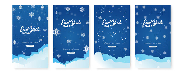 Collection of abstract background designs, winter sale, christmas, end year sale, new year banner, social media promotional content. Vector illustration