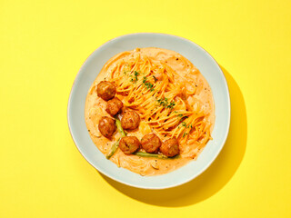 Pasta on the yellow background
