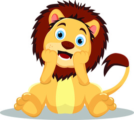 A funny cute illustration of a lion