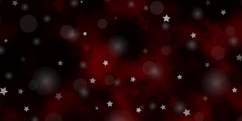 Dark Orange vector pattern with circles, stars.