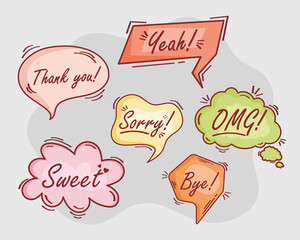 text balloons six icons
