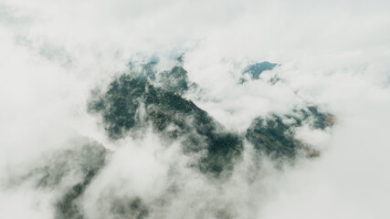 aerial view of beautiful white clouds that covered the mountains Natural scenery of Nan Province northern thailand