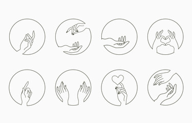 Beauty occult collection with hand,geometric,heart.Vector illustration for icon,sticker,printable and tattoo