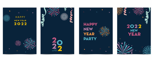 Fototapeta na wymiar New year card collection with firework,frame,star.Vector illustration for poster,postcard,banner,cover