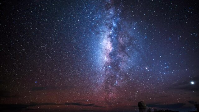 Milky way and star field time lapse above the Haleakala Crater, Maui, Hawaii
