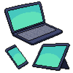 pixel art notebook phone tablet
