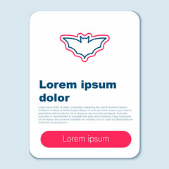 Line Flying bat icon isolated on grey background. Happy Halloween party. Colorful outline concept. Vector