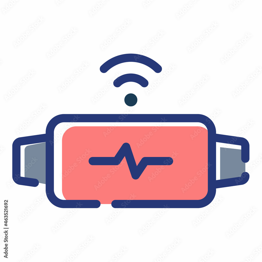 Poster smartband band monitoring health single isolated icon with dash or dashed line style