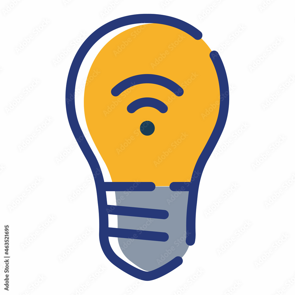 Poster led smart light bulb wireless single isolated icon with dash or dashed line style