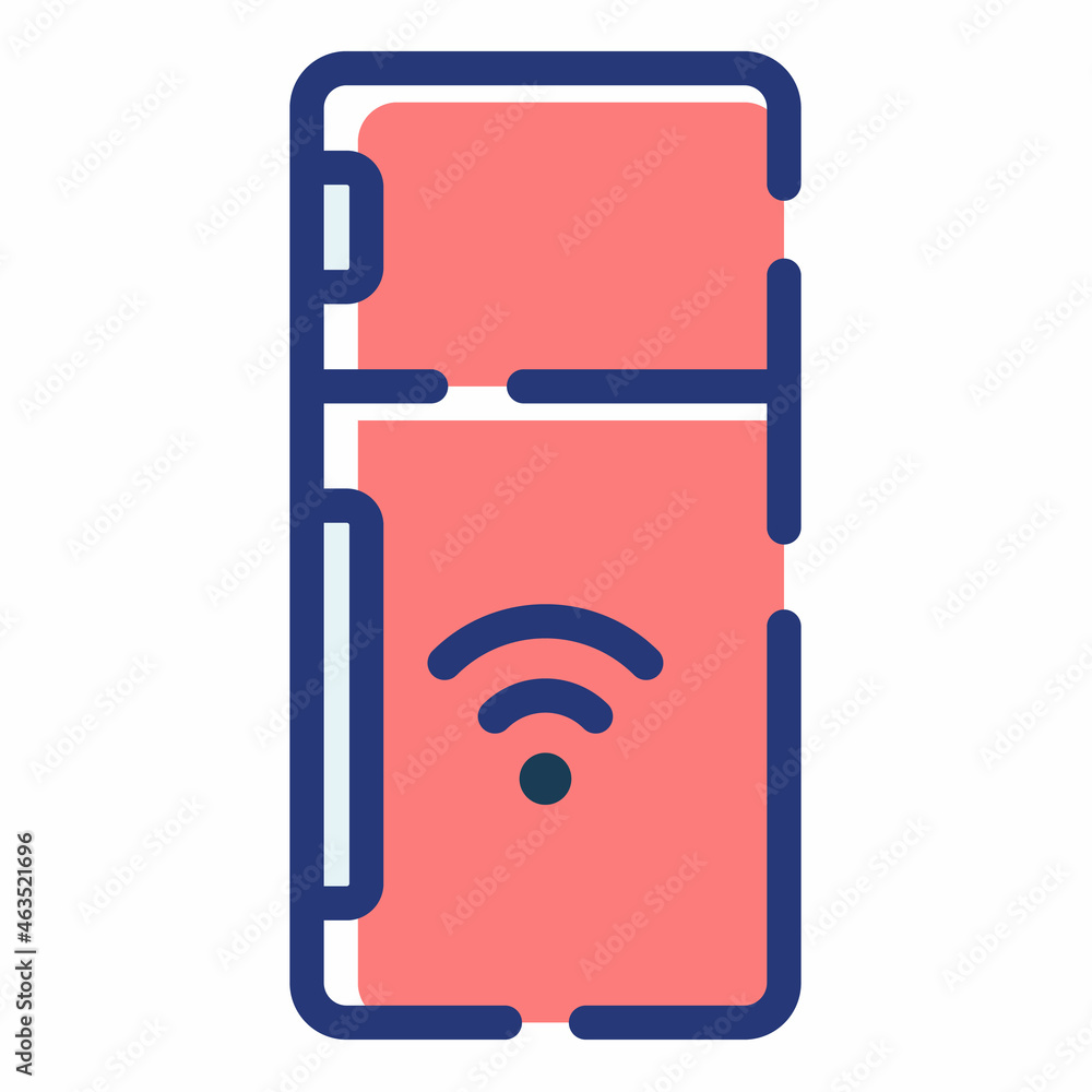 Poster refrigerator smart fridge single isolated icon with dash or dashed line style