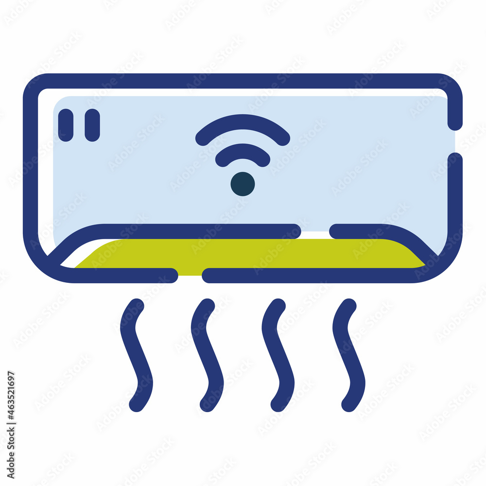 Poster ac air conditioning single isolated icon with dash or dashed line style