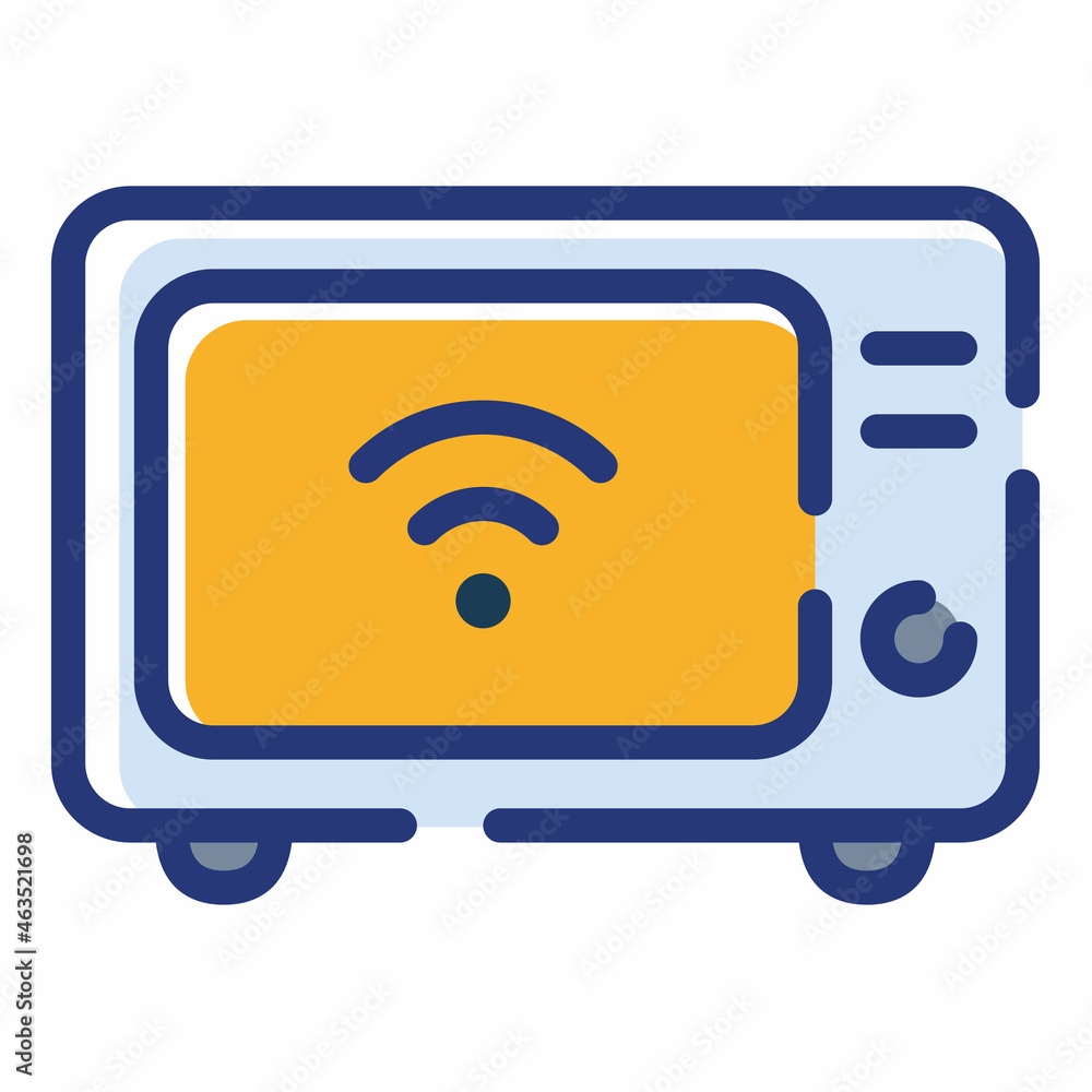 Poster oven electronic iot house single isolated icon with dash or dashed line style