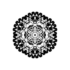 Circular pattern in form of mandala with flower for Henna, Mehndi, tattoo, decoration. Decorative ornament in ethnic oriental style. Outline doodle hand draw vector illustration.