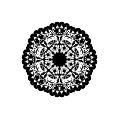 Circular pattern in form of mandala with flower for Henna, Mehndi, tattoo, decoration. Decorative ornament in ethnic oriental style. Outline doodle hand draw vector illustration.
