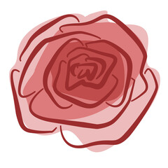 artistic multicolor floral Rose element in the style of line art wedding theme on a white background. Doodle and scribble. Pink and red Roses bud for postcard and scrapbooking paper