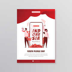 Poster design with illustration of Indonesian youth pledge day