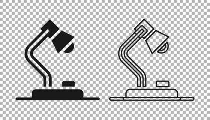 Black Table lamp icon isolated on transparent background. Vector