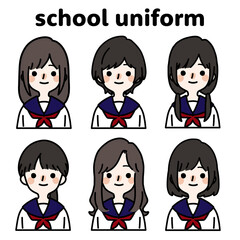 人物イラストセット_女子高生