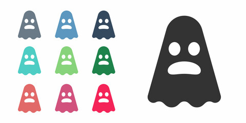 Black Ghost icon isolated on white background. Happy Halloween party. Set icons colorful. Vector