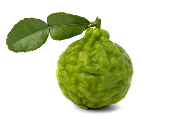 bergamot and leaves isolated on a white background