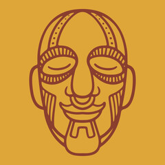 Aztec mask vector icons. Cartoon traditional religious maya ancient face. Traditional symbols of indigenous people, African tribes. Colorful flat vector illustration.