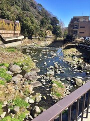 川、温泉街、日本