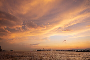 Naklejka premium 大阪港_夕景 夏