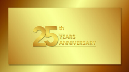 25th Anniversary, anniversary celebration vector design with gold color on gold background with a simple and luxurious design. logo vector template