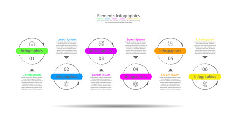 Presentation business infographic elements circle colorful  with 6 step