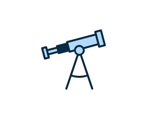 Telescope line icon. High quality outline symbol for web design or mobile app. Thin line sign for design logo. Color outline pictogram on white background