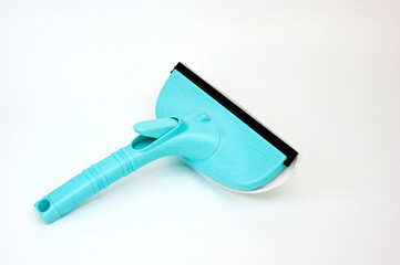 Mop plastic turquoise color for cleaning glass windows, with replaceable cleaning cloth.