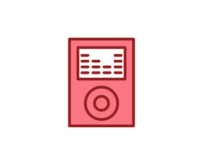Line MP3 player icon isolated on white background. Outline symbol for website design, mobile application, ui. Electronics pictogram. Vector illustration, editorial stroсk. 