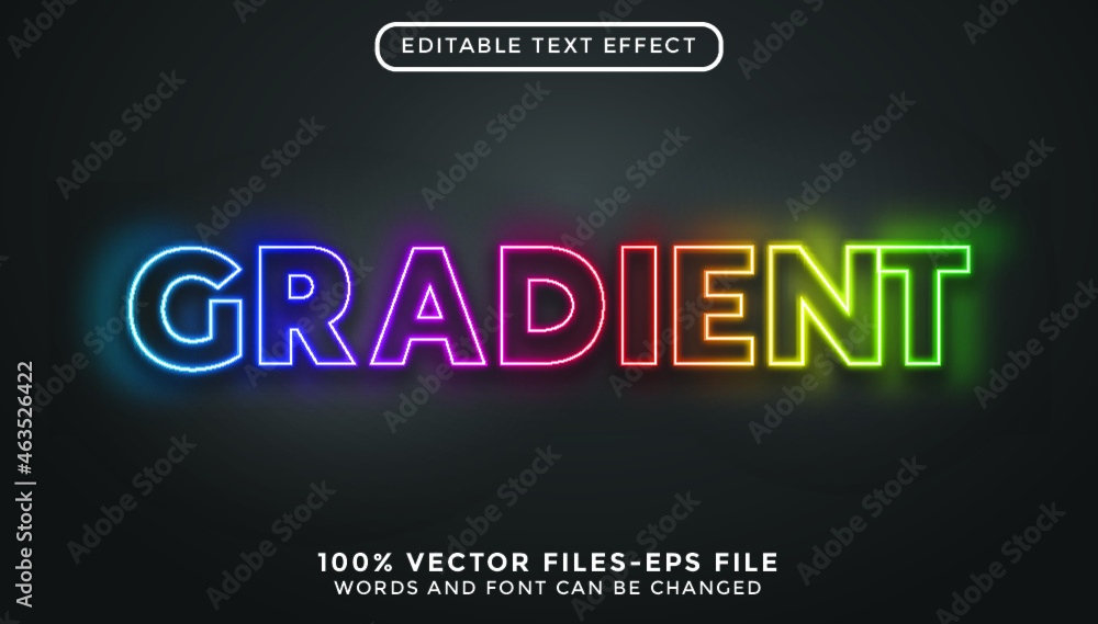 Poster gradient text. editable text effect with neon style premium vectors