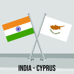 flag of India and Cyprus on flagpole. Template for independence day poster design