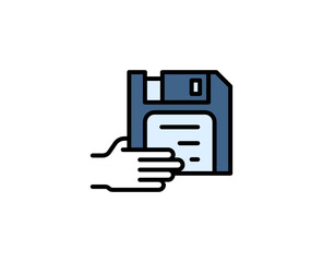 Floppy disk line icon. Vector symbol in trendy flat style on white background. Office sing for design.
