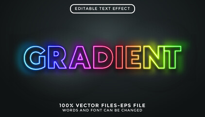 gradient text. editable text effect with neon style premium vectors