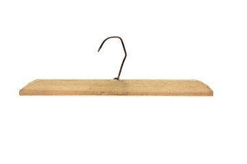 wooden clothes hanger isolated on white background