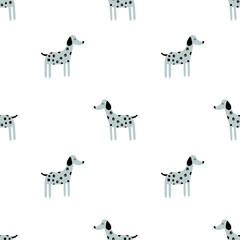 vector seamless pattern with cute dalmatian dog