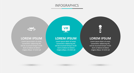 Fototapeta premium Set Virtual reality, 360 degree view and VR controller game. Business infographic template. Vector